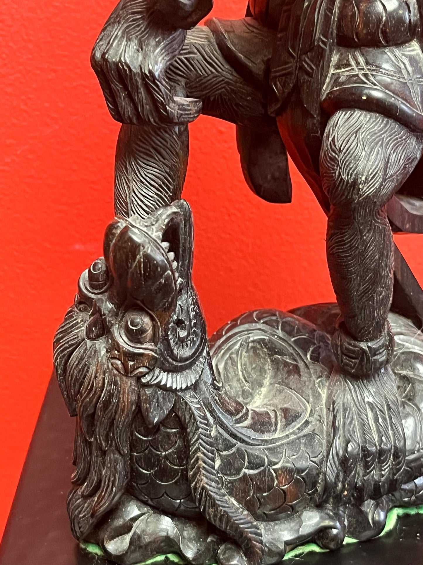 Exceptional Hindu statue of HANUMAN  intense detail and carving  13 inches tall with wonderful imagery  wow