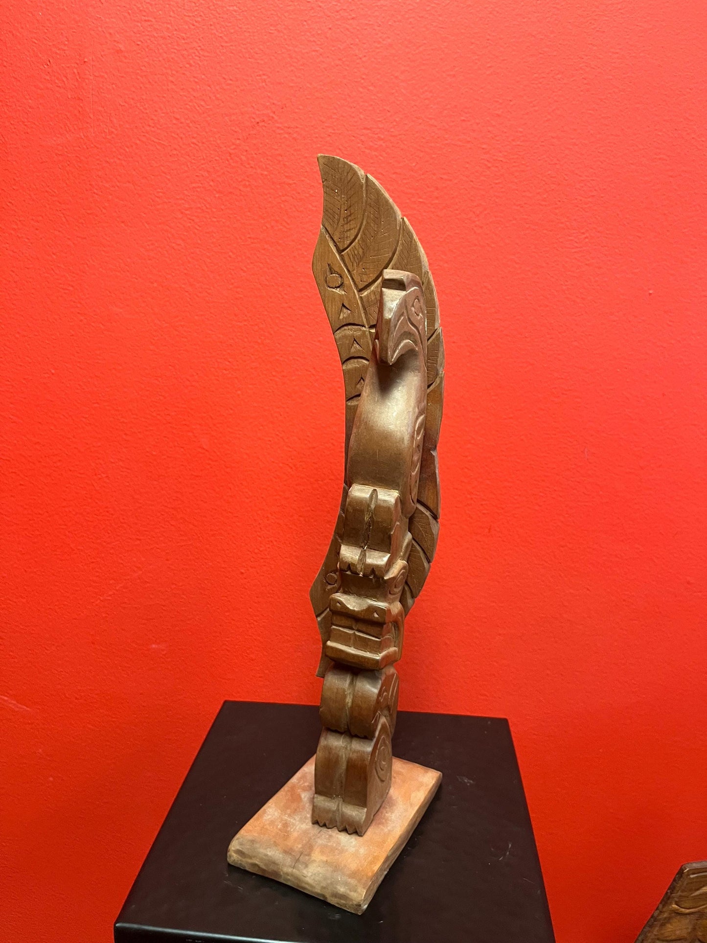 14 x 10 wide indigenous first nations Pacific northwest coast transformation totem pole   cedar beauty - wow