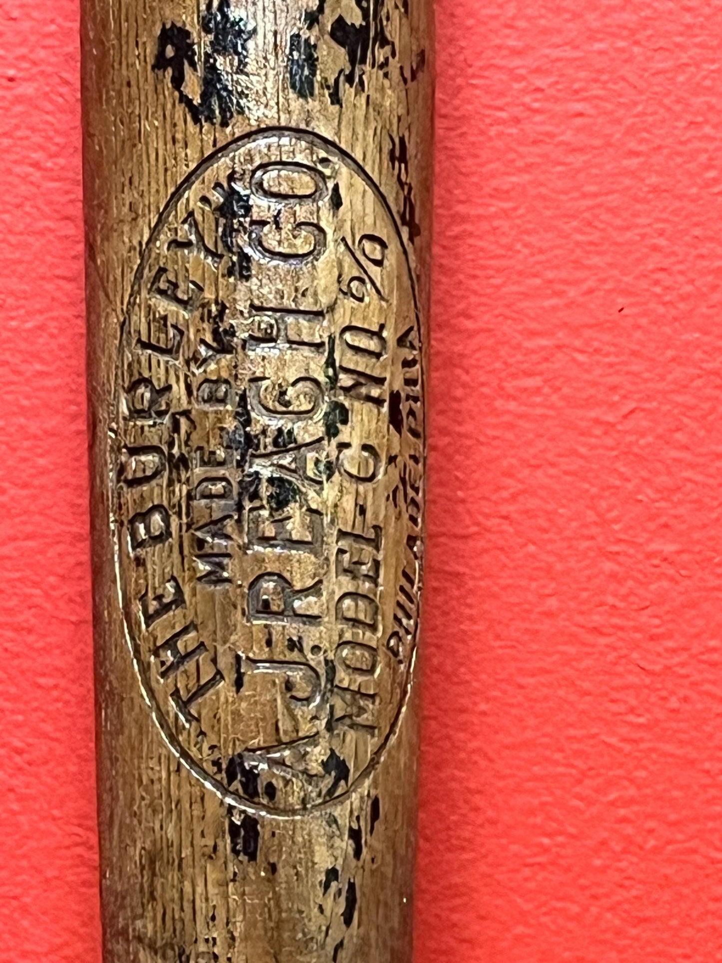 Fabulous antique the BURLEY model number 60 Philadelphia baseball bat great patina  #4