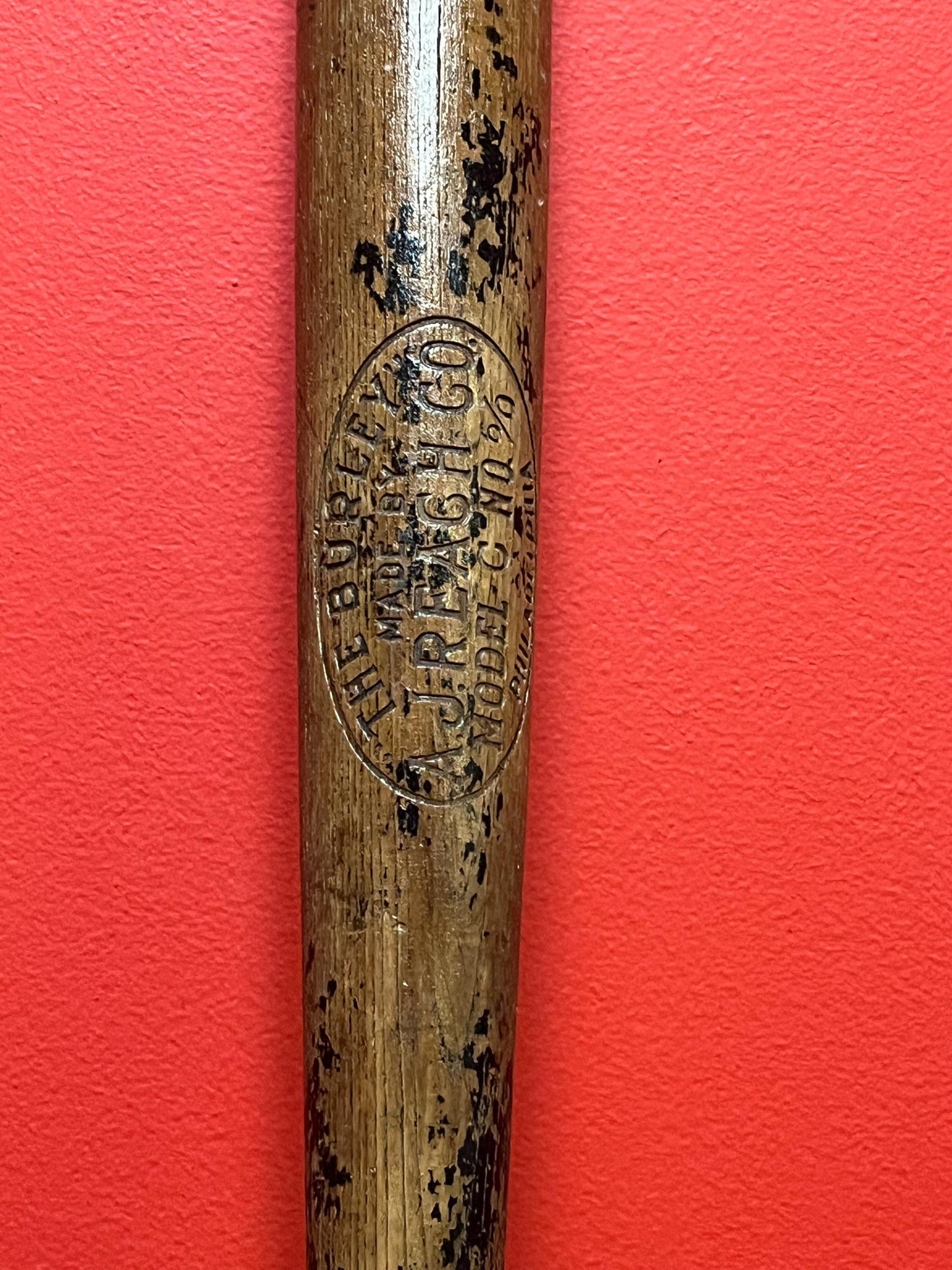 Fabulous antique the BURLEY model number 60 Philadelphia baseball bat great patina  #4