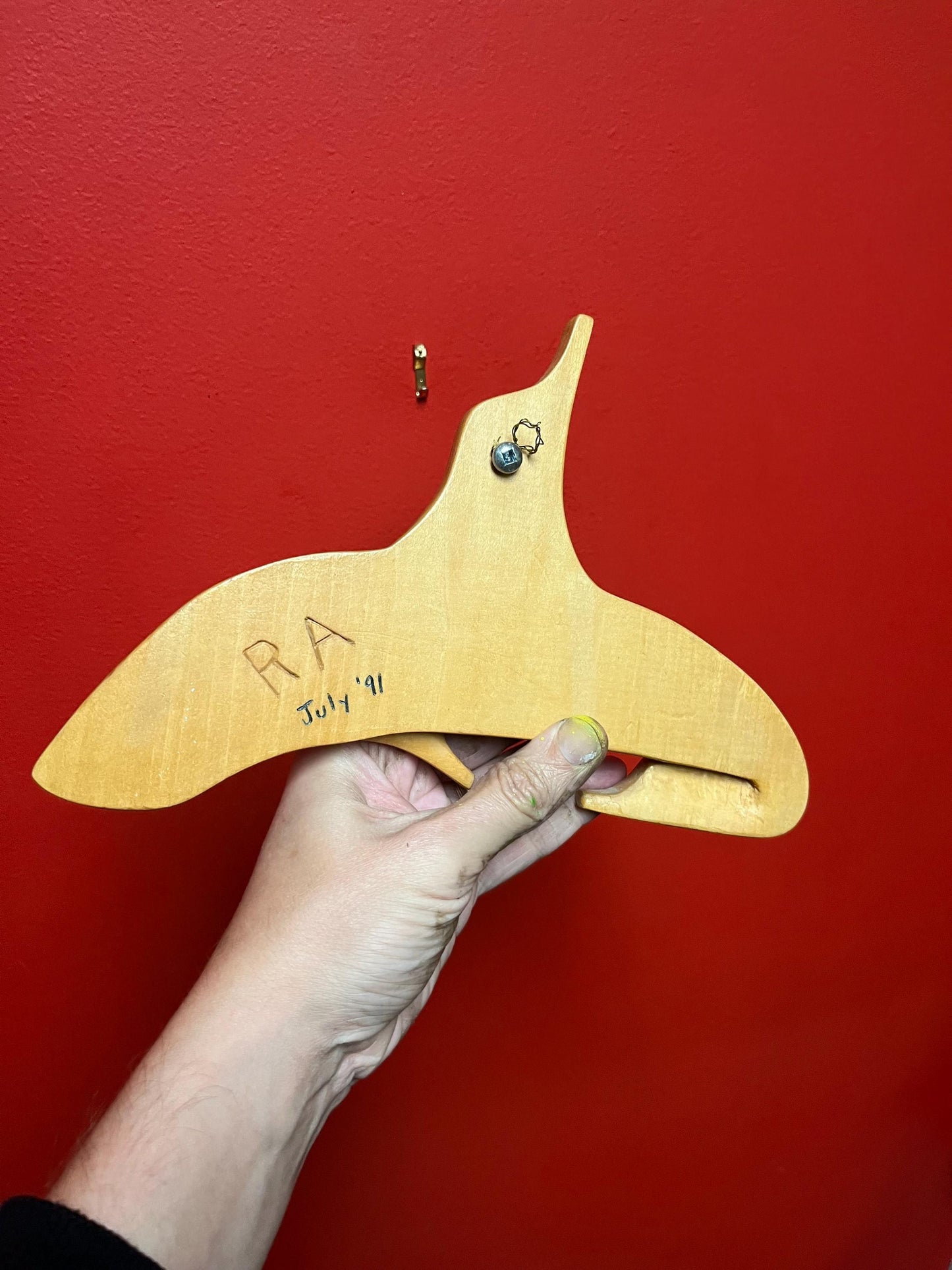11 x 7 high signed indigenous first nations specific northwest Coast killer whale plaque in yellow cedar   great detail ready to hang