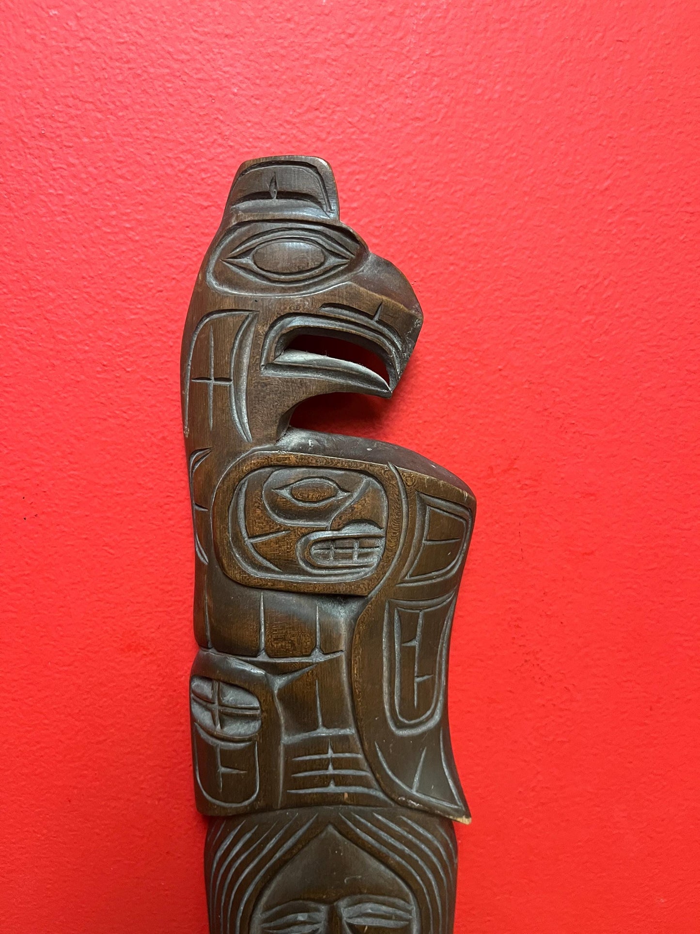 Beautiful 21 x 5 indigenous first nation specific northwest coast transformation plaque by Jim Yelton   well-known artist - great detail