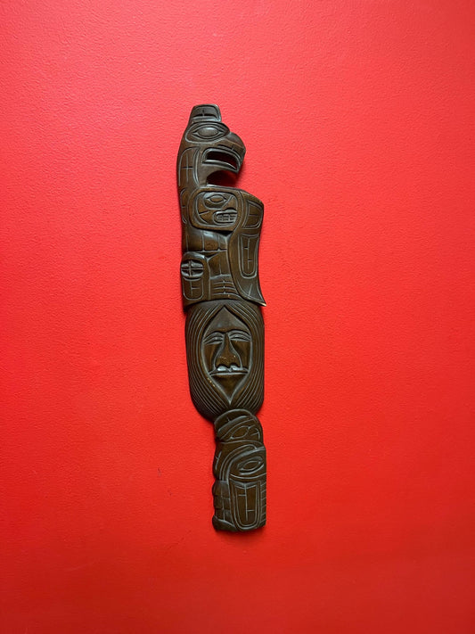 Beautiful 21 x 5 indigenous first nation specific northwest coast transformation plaque by Jim Yelton   well-known artist - great detail