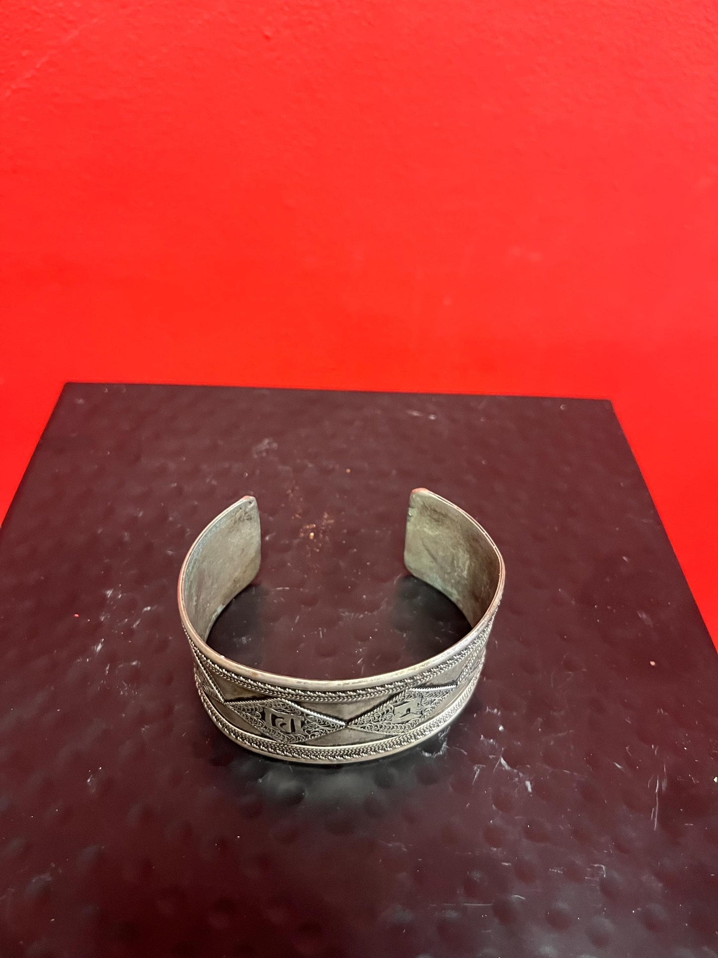 3 inch wide lovely Nepalese silver Cuff  untested  great gift