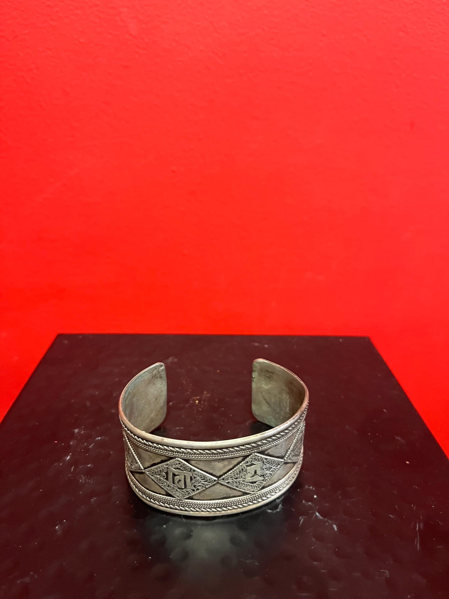 3 inch wide lovely Nepalese silver Cuff  untested  great gift