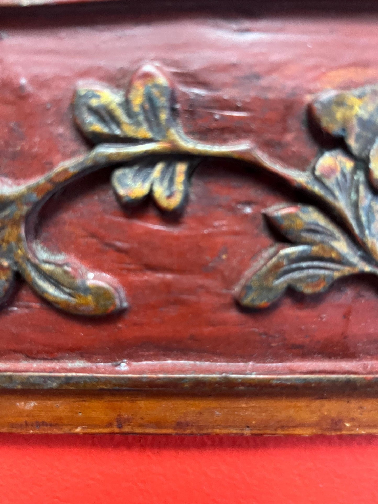 Beautiful antique Chinese 15 x 5 wall plaque  great patina -  ready to hang