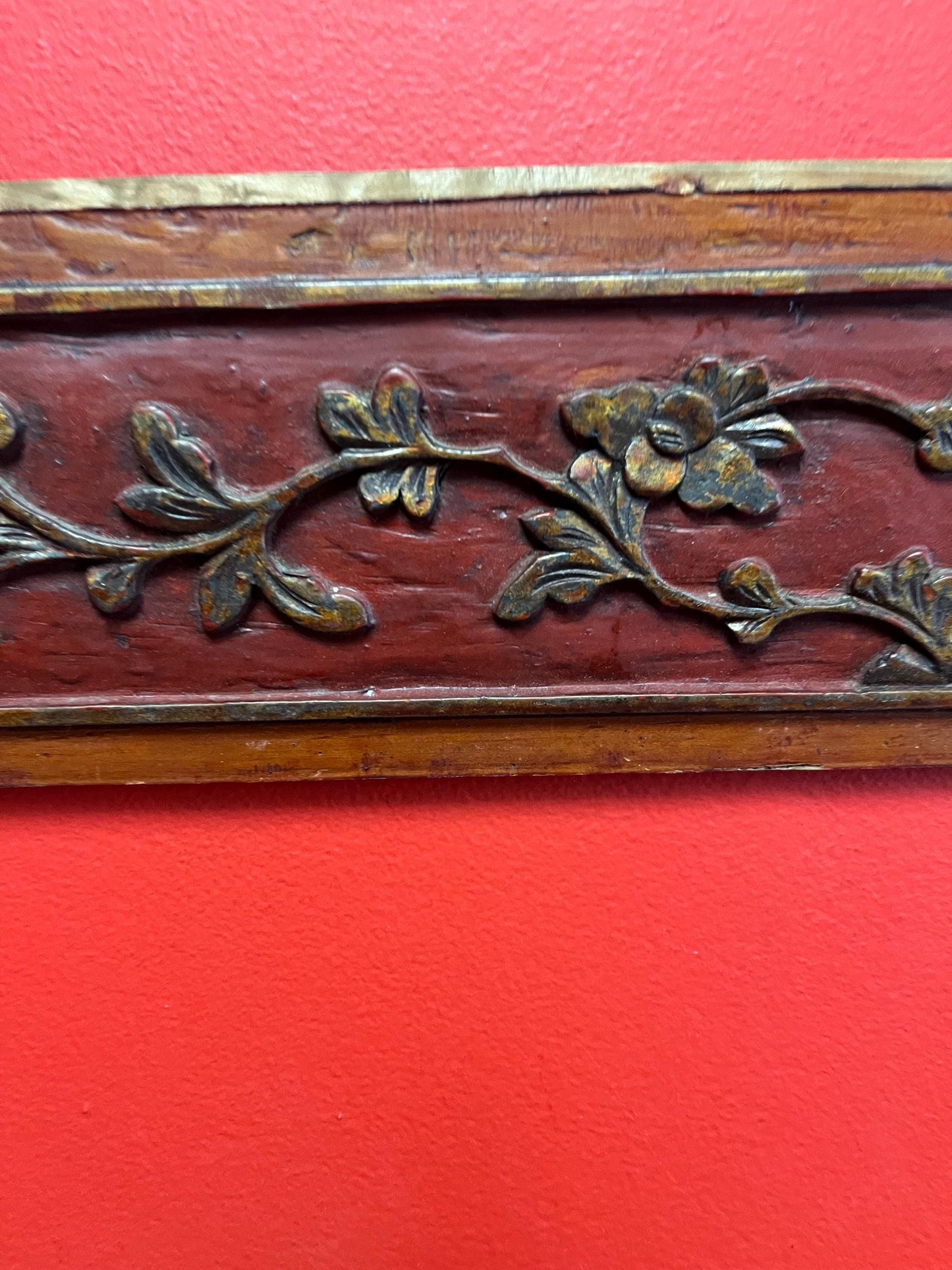 Beautiful antique Chinese 15 x 5 wall plaque  great patina -  ready to hang