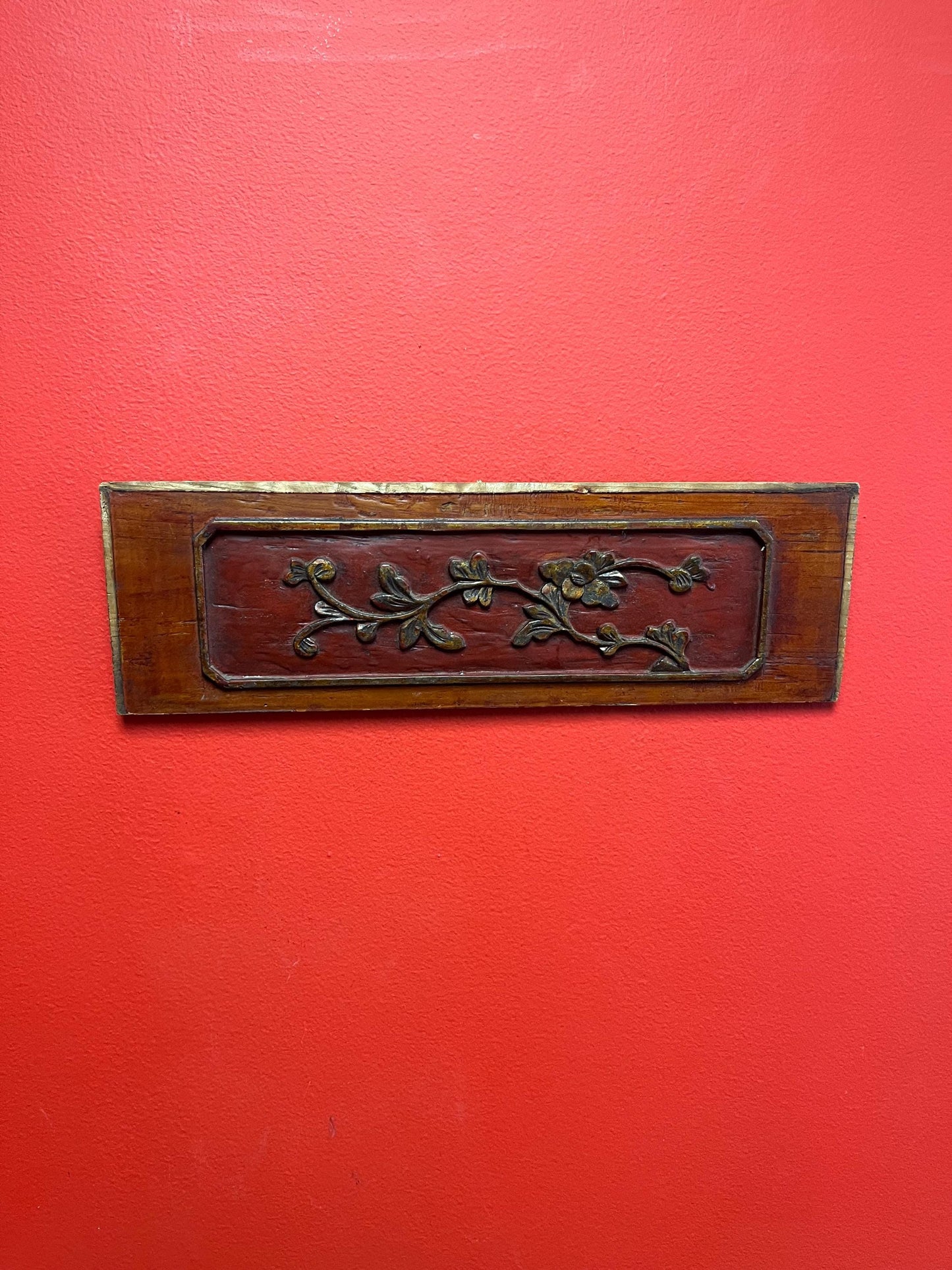 Beautiful antique Chinese 15 x 5 wall plaque  great patina -  ready to hang