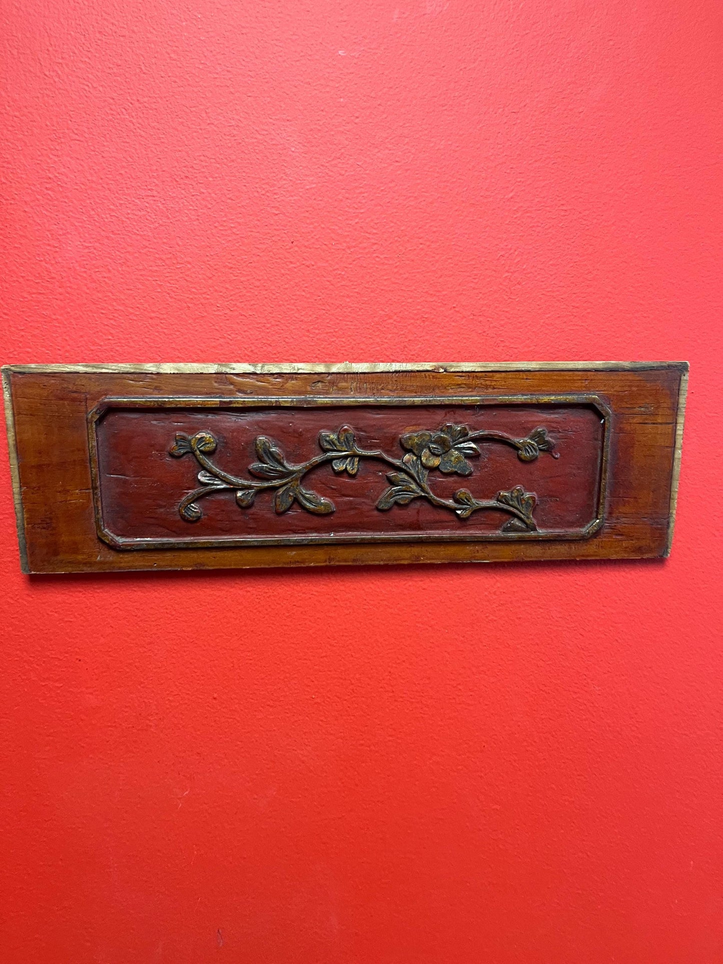 Beautiful antique Chinese 15 x 5 wall plaque  great patina -  ready to hang