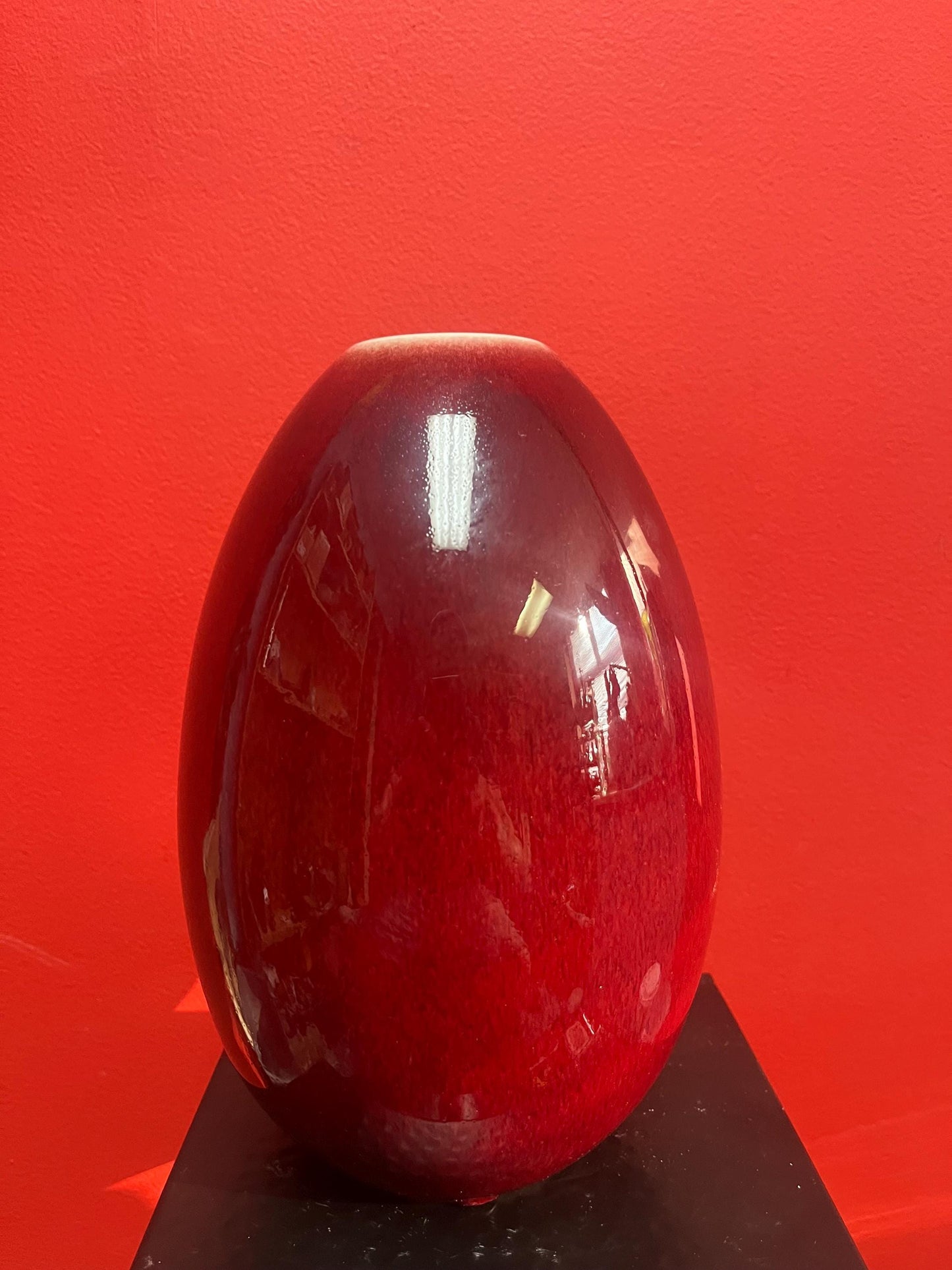 Antique Chinese  late 19th century sang de Boeuf glazed porcelain vase in mint condition  10 inches tall