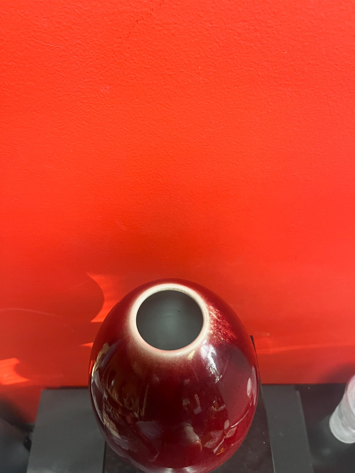 Antique Chinese  late 19th century sang de Boeuf glazed porcelain vase in mint condition  10 inches tall