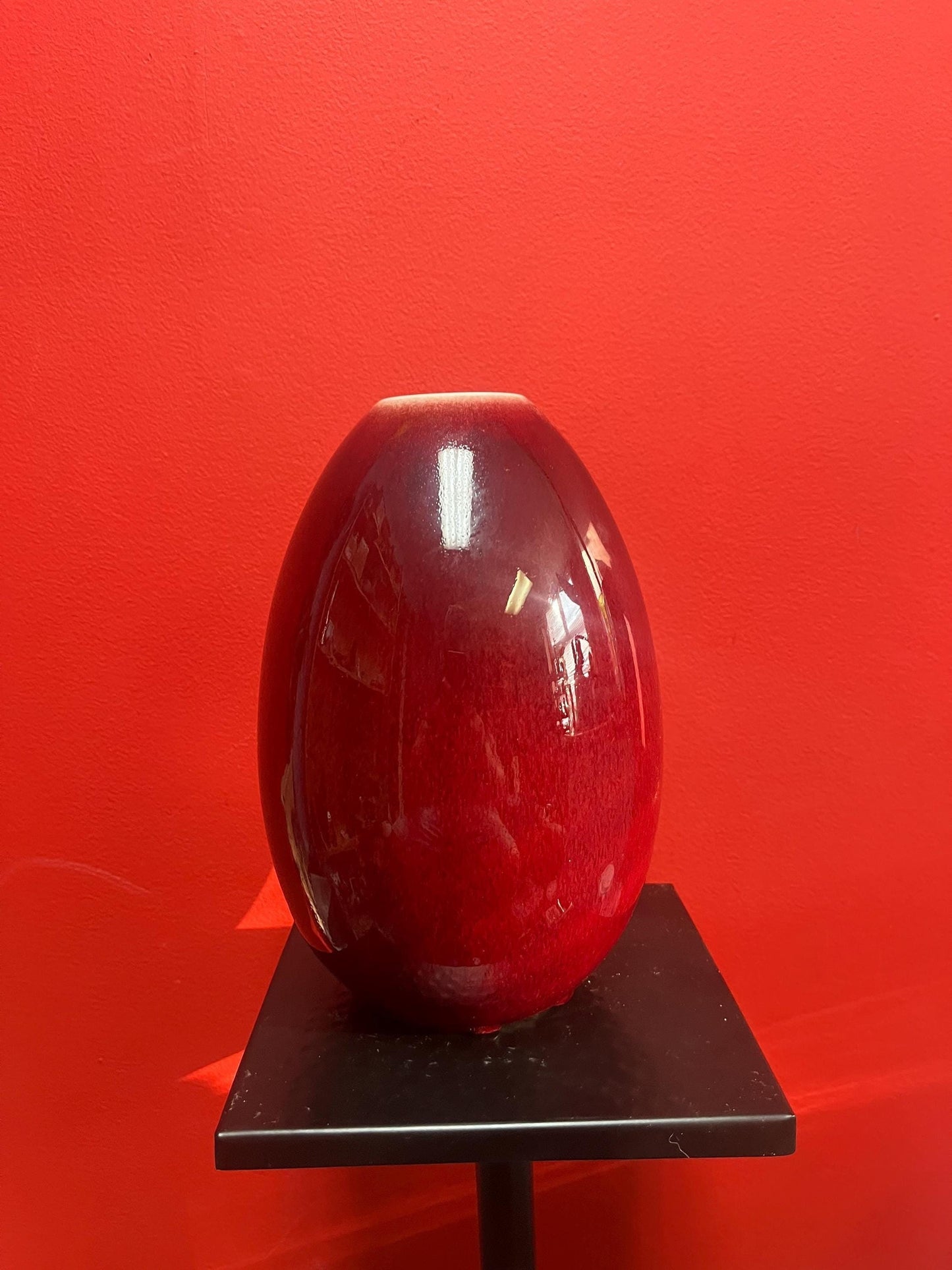 Antique Chinese  late 19th century sang de Boeuf glazed porcelain vase in mint condition  10 inches tall