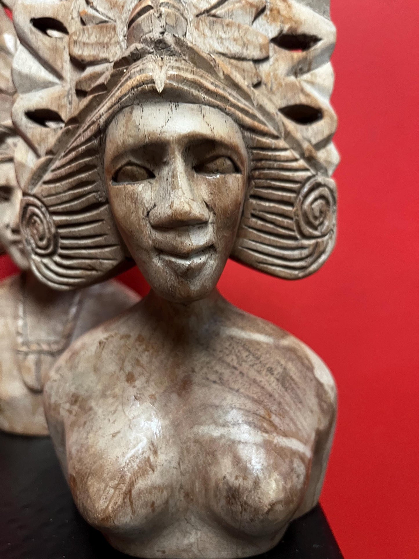 Pair of beautiful Southeast Asian  statue busts  natural Patina  10 inches high  good value