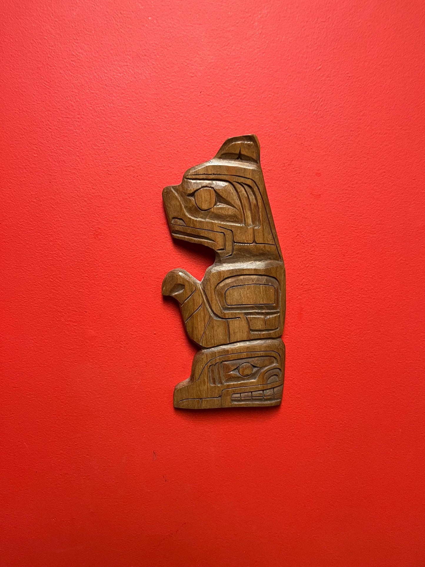 12 x 6 wide indigenous first nations, Pacific Northwest coast bear killer whale transformation plaque by G mountain   well-known artist