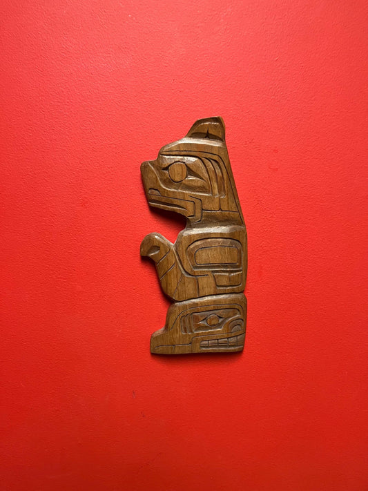 12 x 6 wide indigenous first nations, Pacific Northwest coast bear killer whale transformation plaque by G mountain   well-known artist