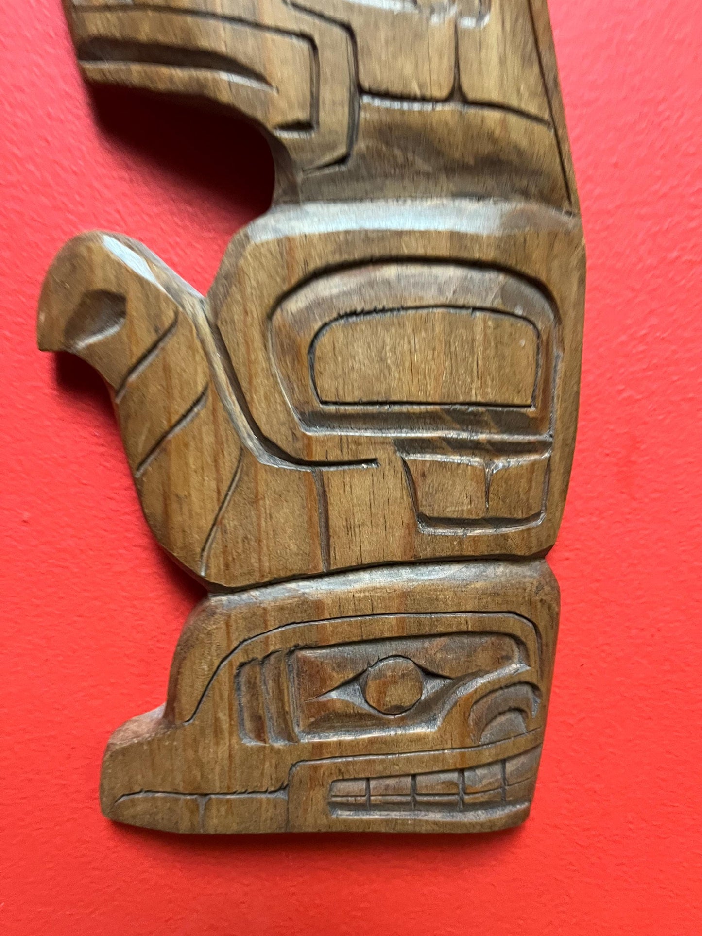 12 x 6 wide indigenous first nations, Pacific Northwest coast bear killer whale transformation plaque by G mountain   well-known artist