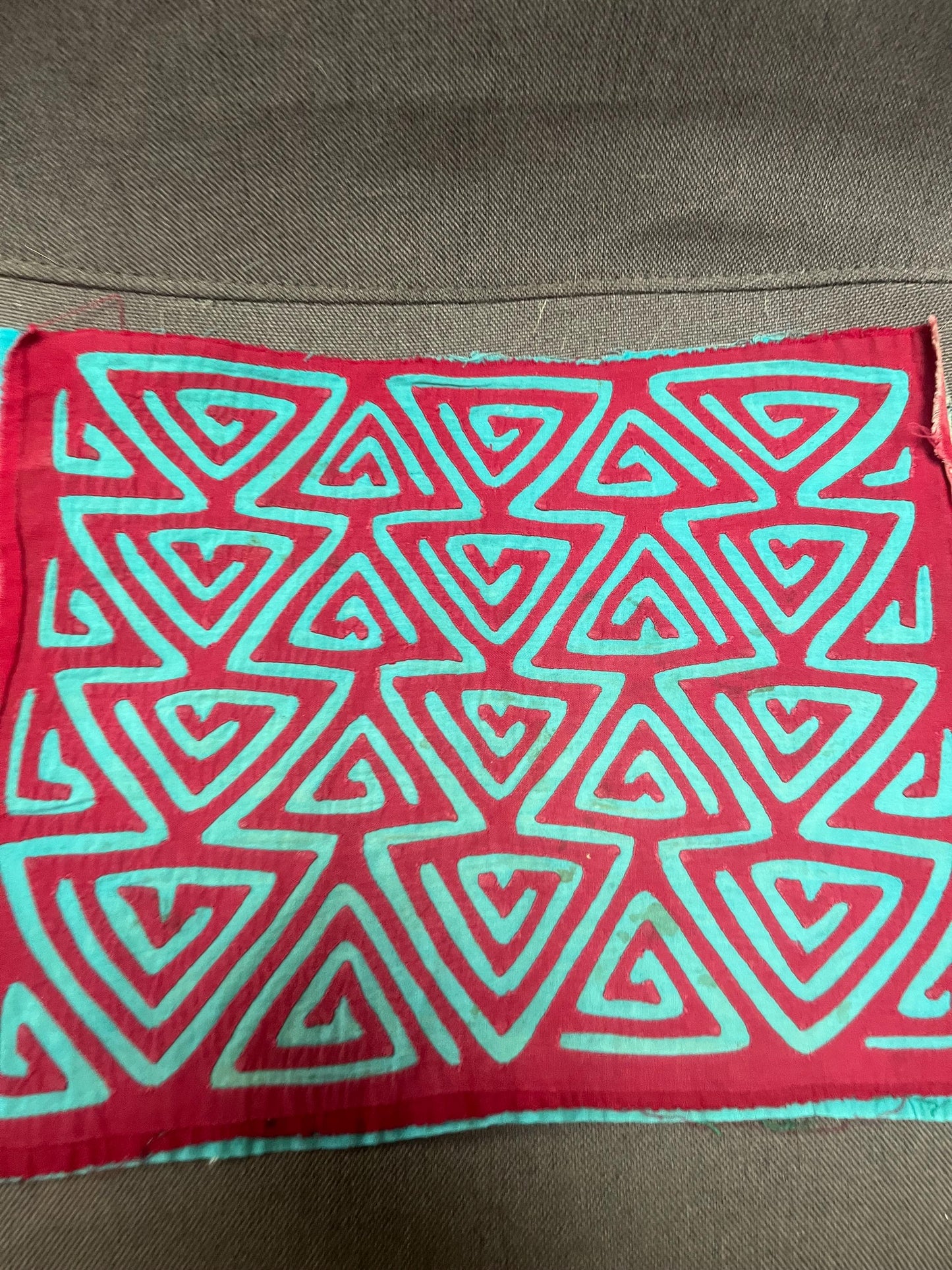 Lovely approximately 12 x 11  South American tribal mola fabric art piece  see photos