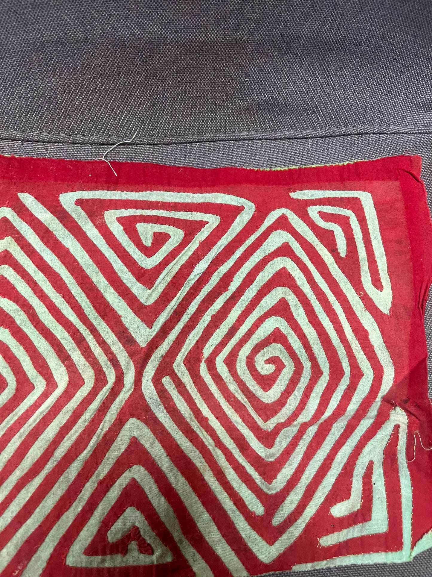 Lovely approximately 12 x 11  South American tribal mola fabric art piece  see photos