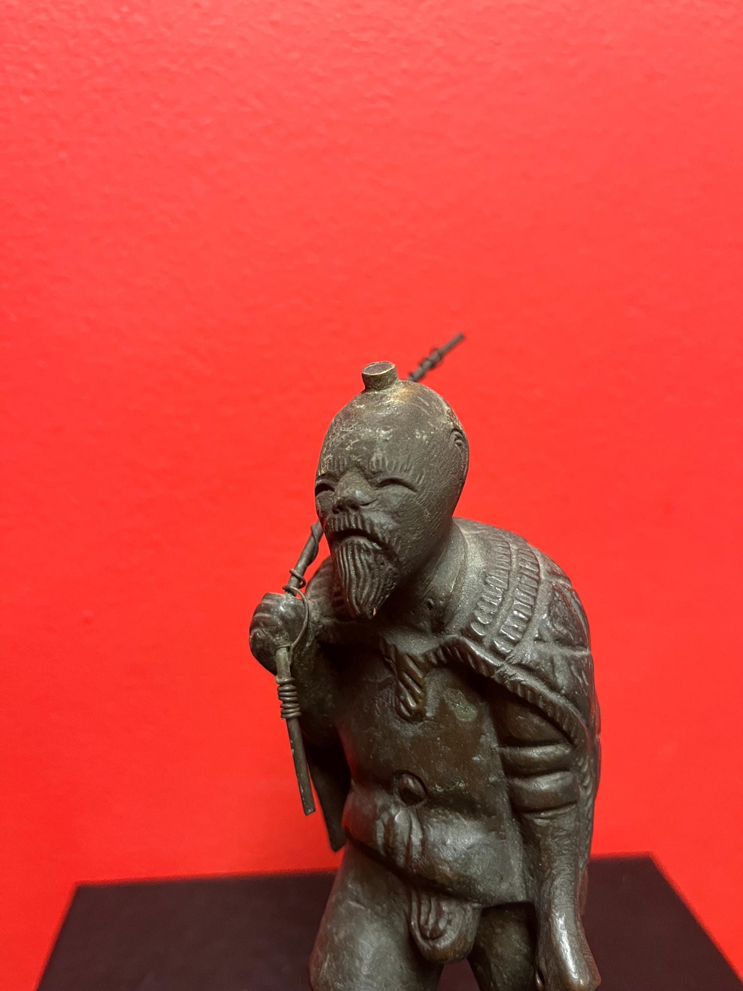 7 inch cast bronze Japanese figure  really great detail  great condition