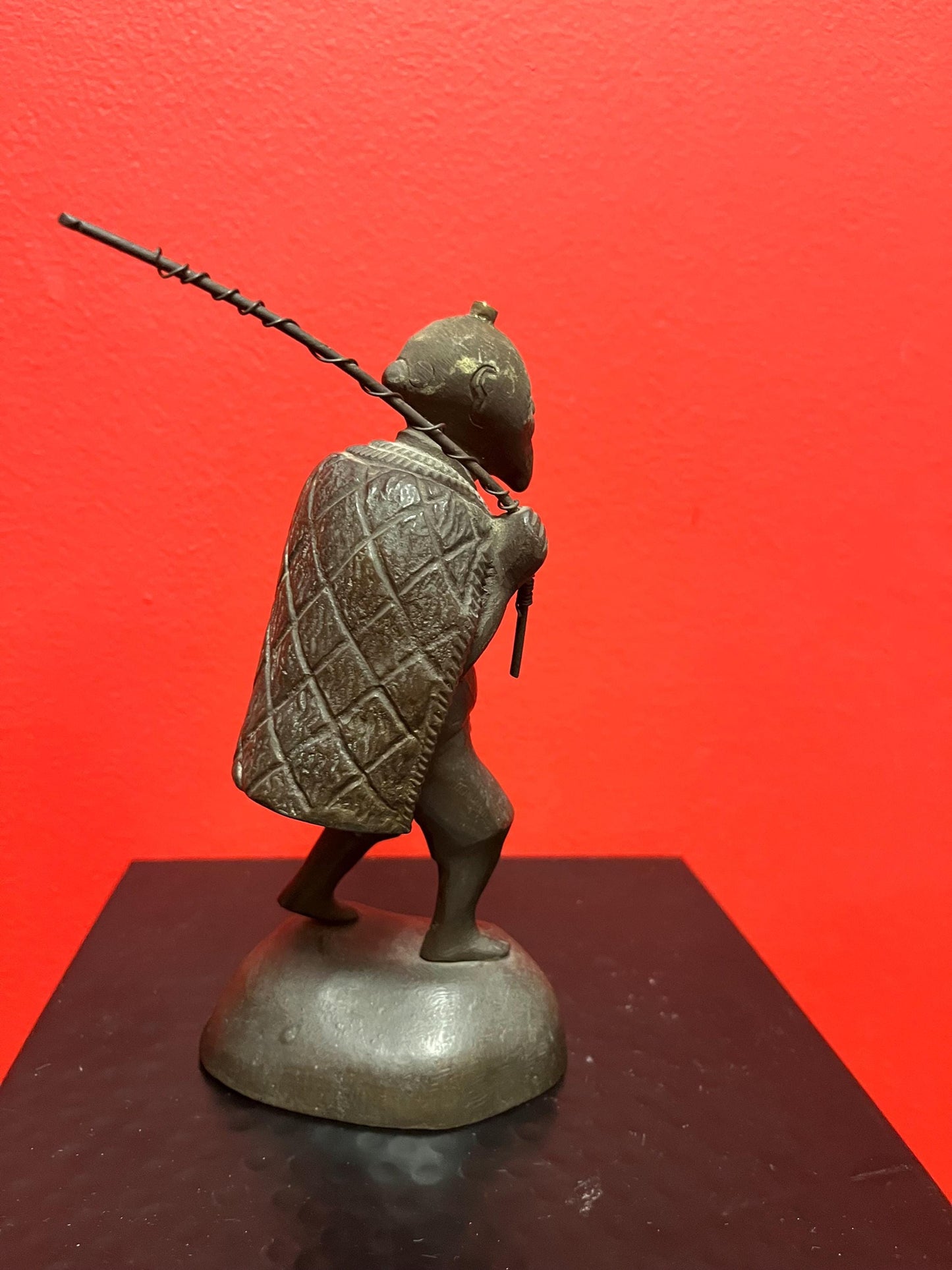 7 inch cast bronze Japanese figure  really great detail  great condition