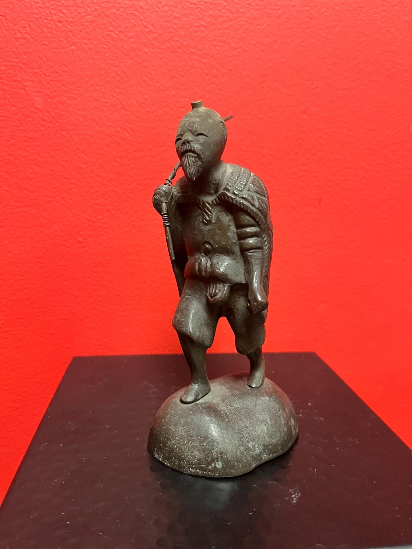 7 inch cast bronze Japanese figure  really great detail  great condition