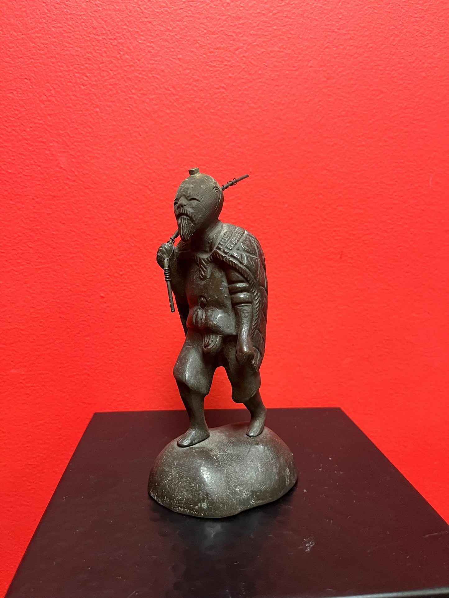 7 inch cast bronze Japanese figure  really great detail  great condition