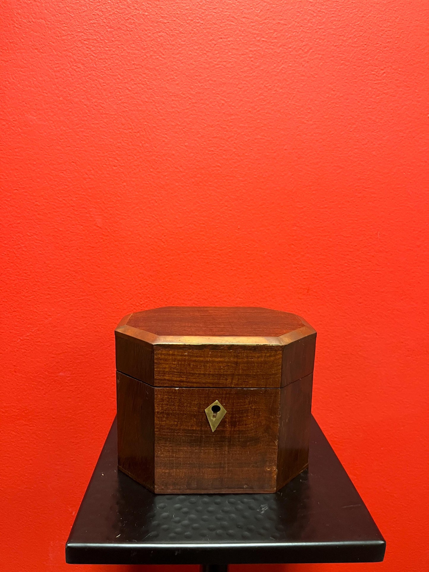 Antique 6 x 4 x 5“ high English coriander, wood and brass tea box or jewellery box   wonderful condition and great gift