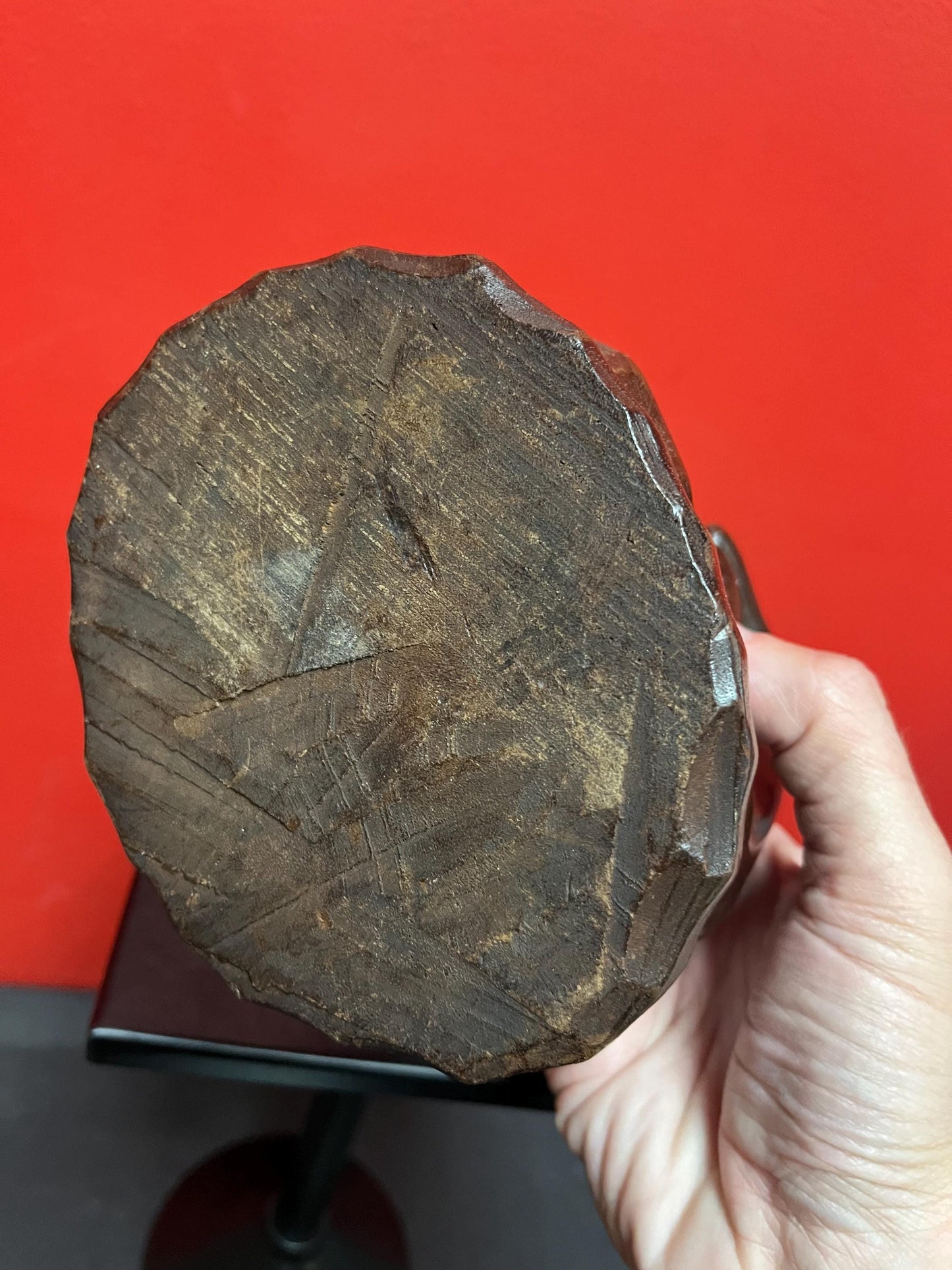 8 inch African tribal wooden devil ashtray  great imagery  perfect gift