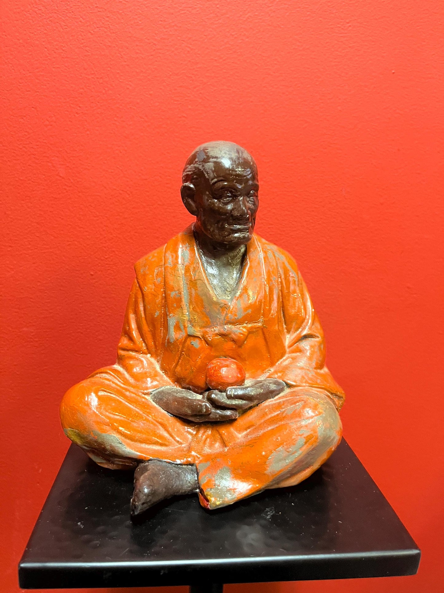 Stunning  19 century Japanese Hakada pottery statue  very hardy and great condition  rare - 8 inches tall