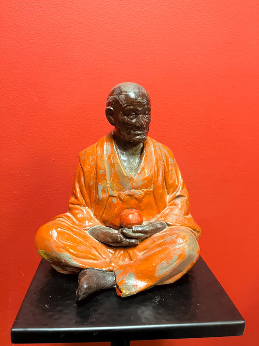 Stunning  19 century Japanese Hakada pottery statue  very hardy and great condition  rare - 8 inches tall