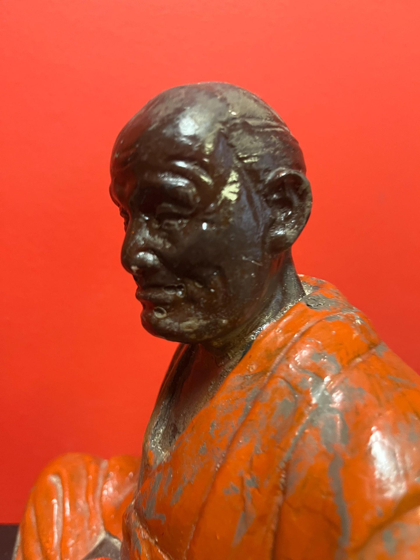 Stunning  19 century Japanese Hakada pottery statue  very hardy and great condition  rare - 8 inches tall