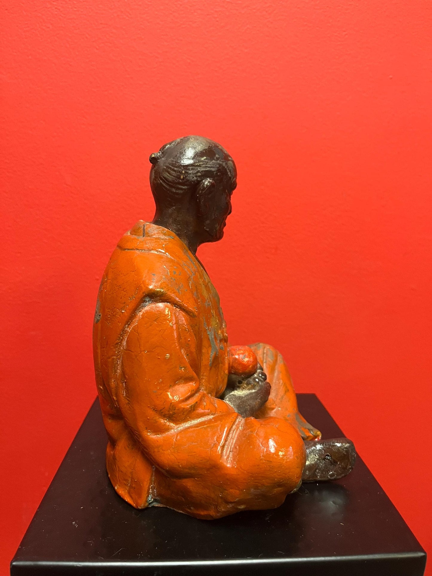 Stunning  19 century Japanese Hakada pottery statue  very hardy and great condition  rare - 8 inches tall