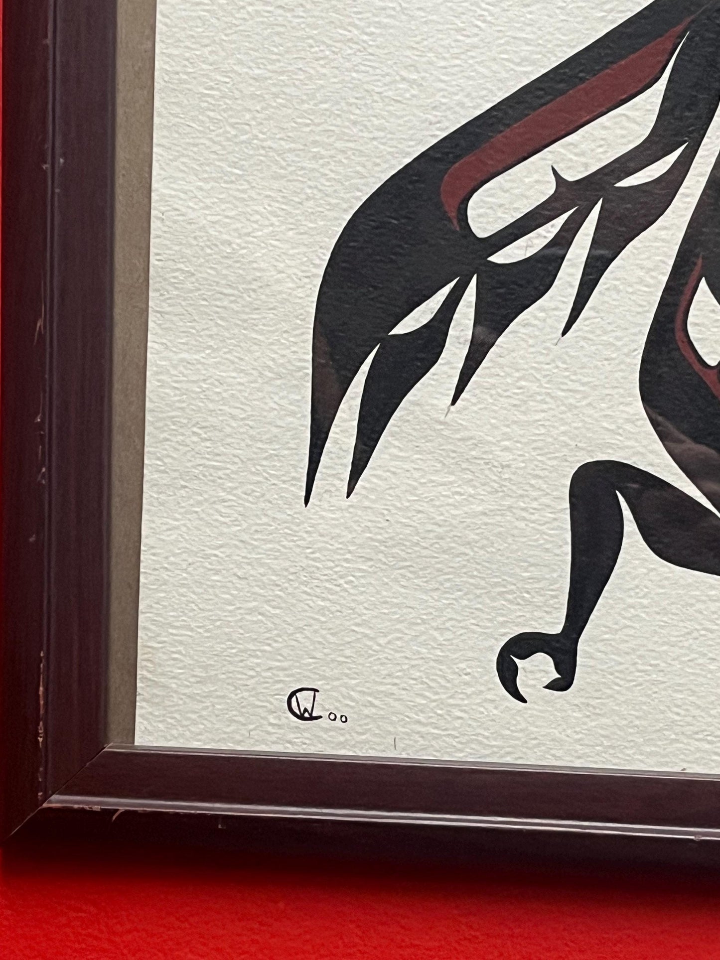 Stunning signed Glen wood indigenous first nations Pacific northwest Coast watercolour on paper   frame not included  19 x 14