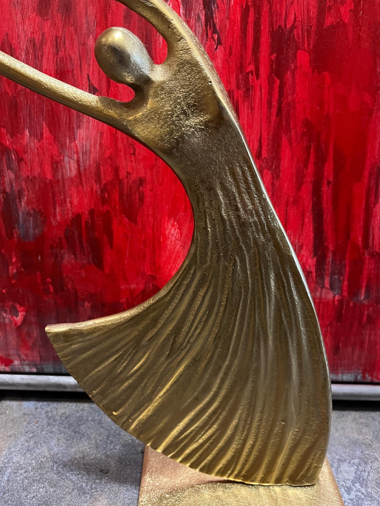 Beautiful stylized brass statue of a dancer  14 inches high