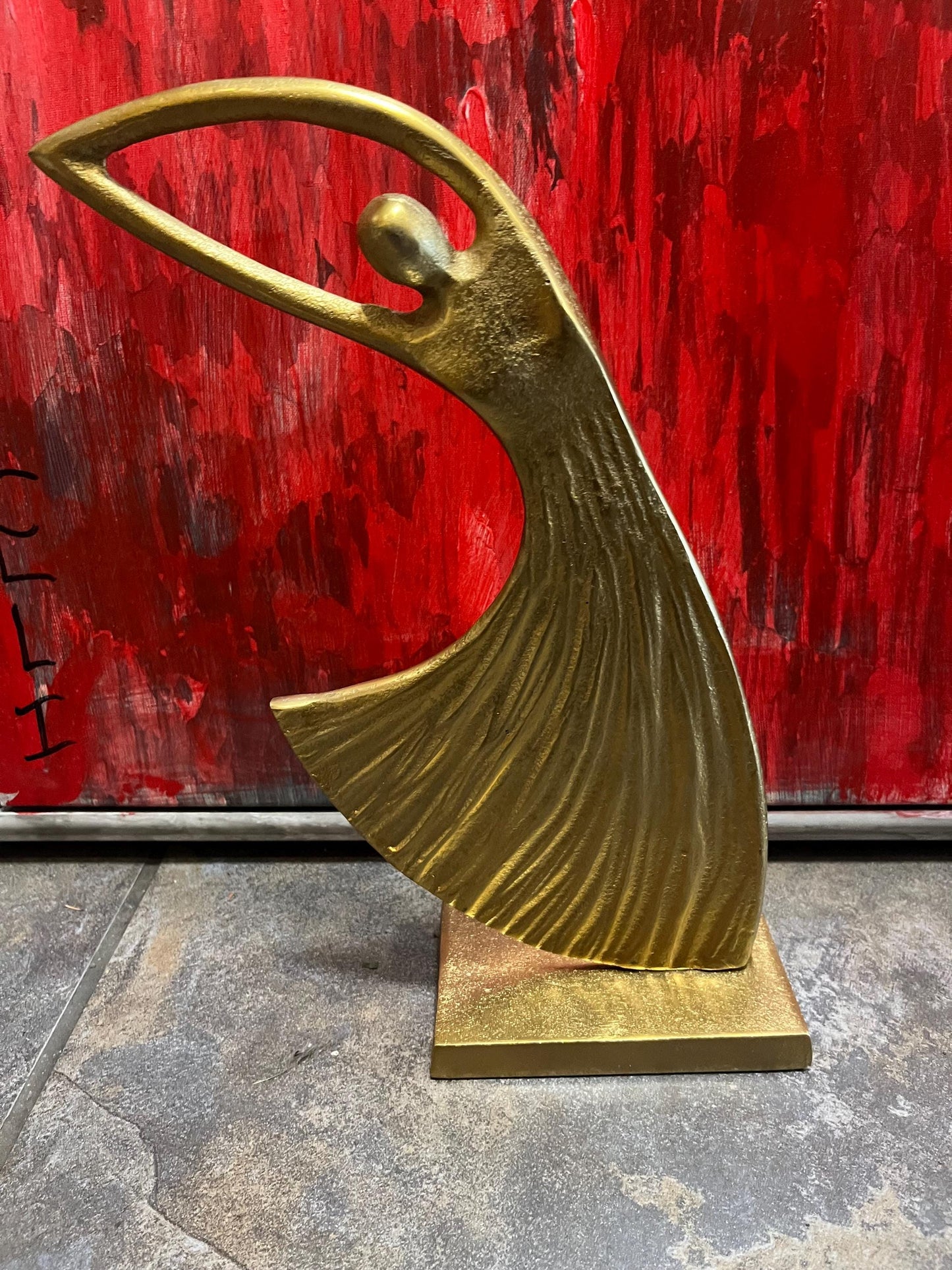 Beautiful stylized brass statue of a dancer  14 inches high
