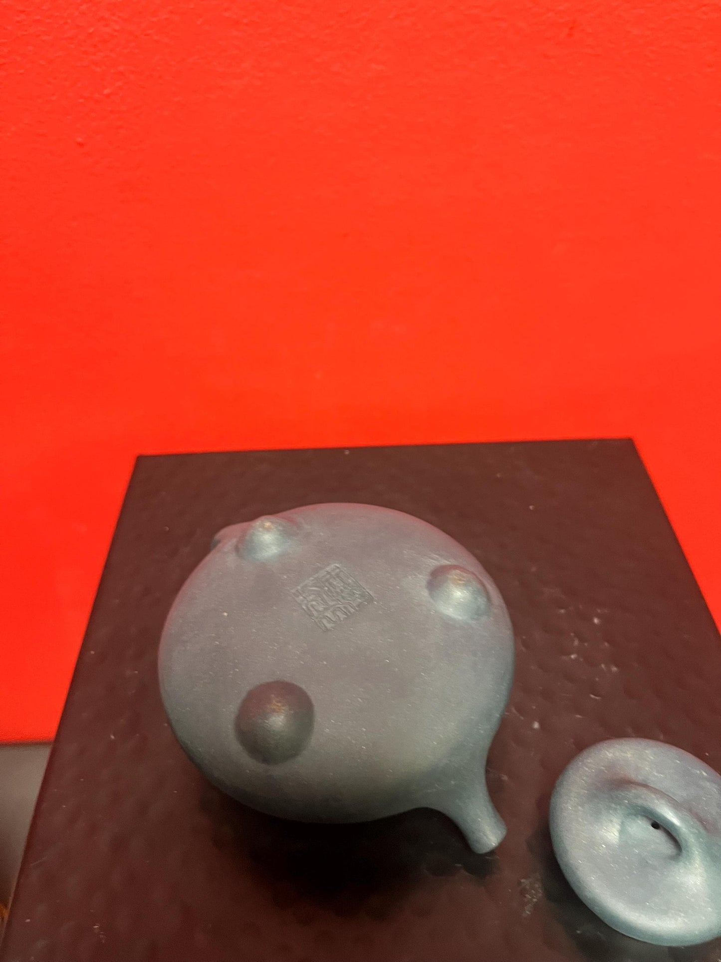 Lovely Chinese  yixing purple clay teapot  signed and cool colour  great condition