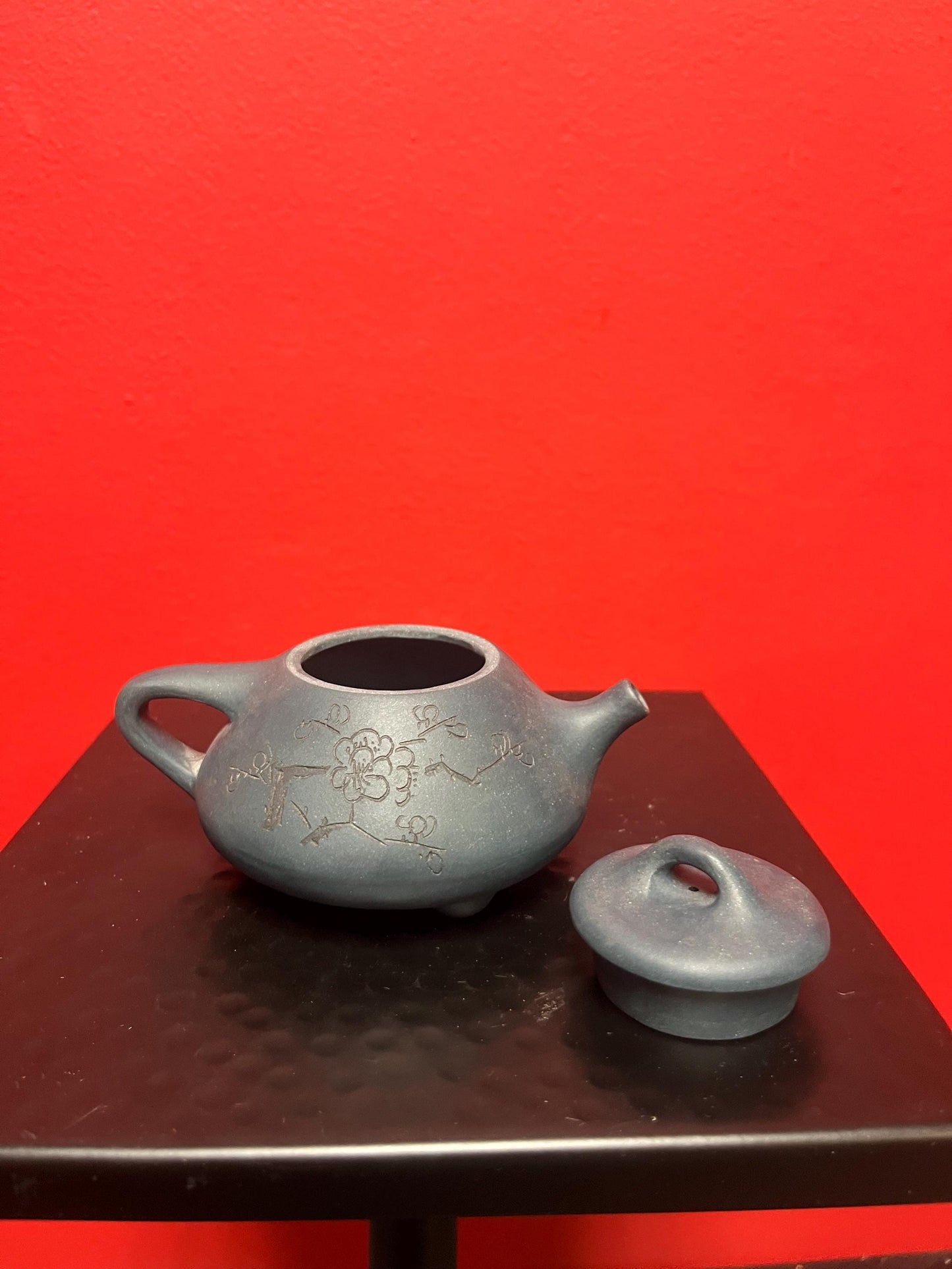 Lovely Chinese  yixing purple clay teapot  signed and cool colour  great condition