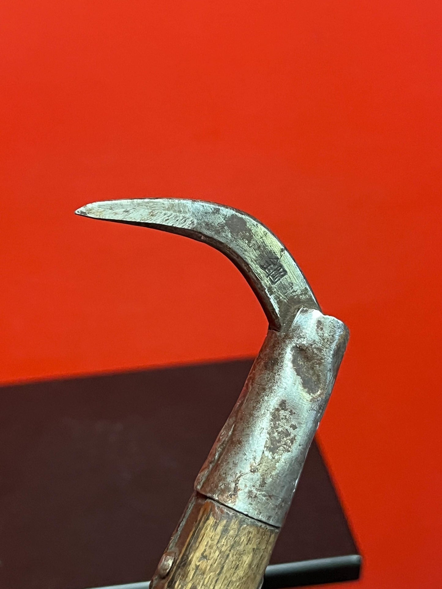 Wonderful 12 inch Japanese seal hook  amazing signature and patina  very authentic and cool piece