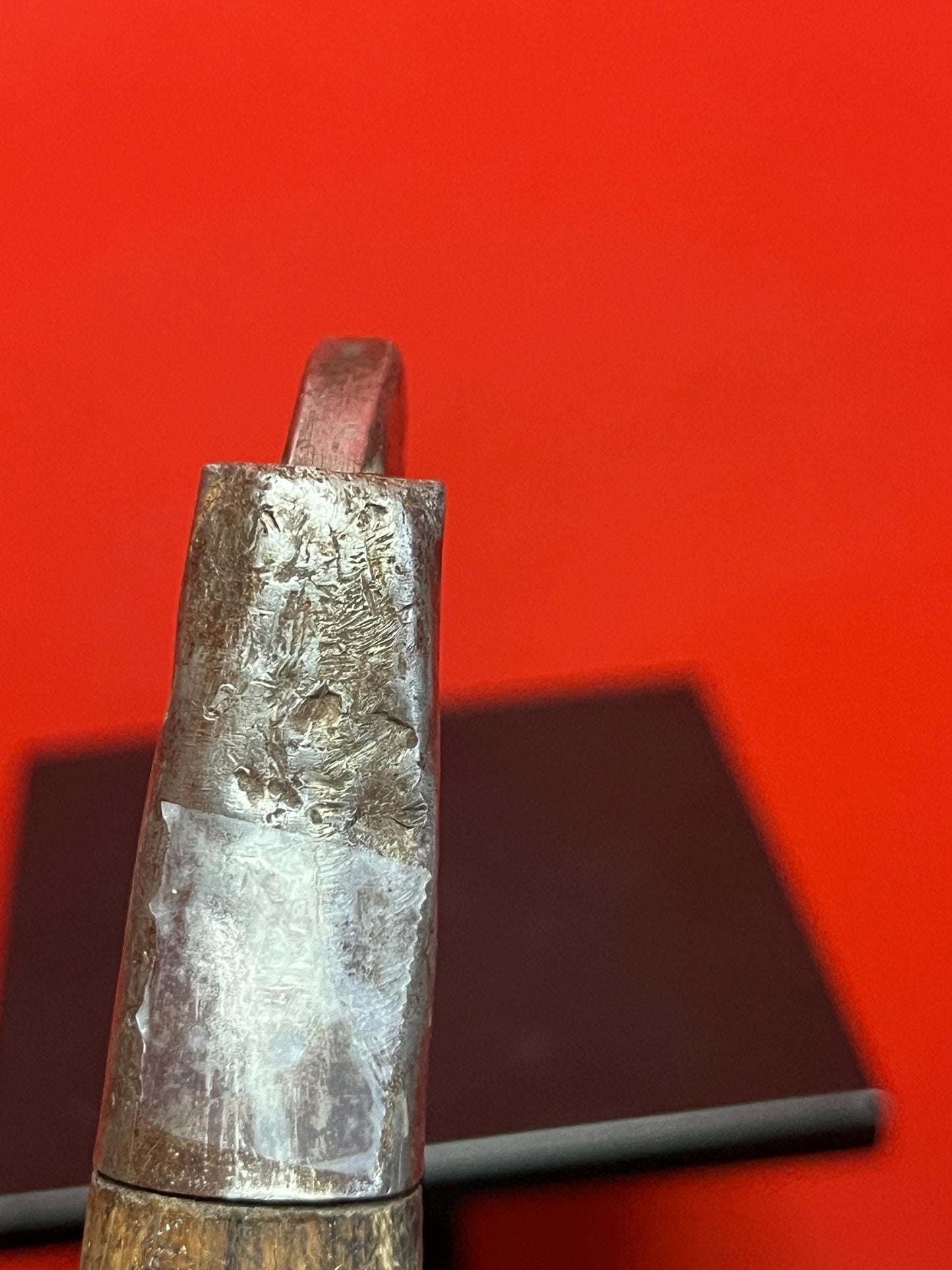 Wonderful 12 inch Japanese seal hook  amazing signature and patina  very authentic and cool piece