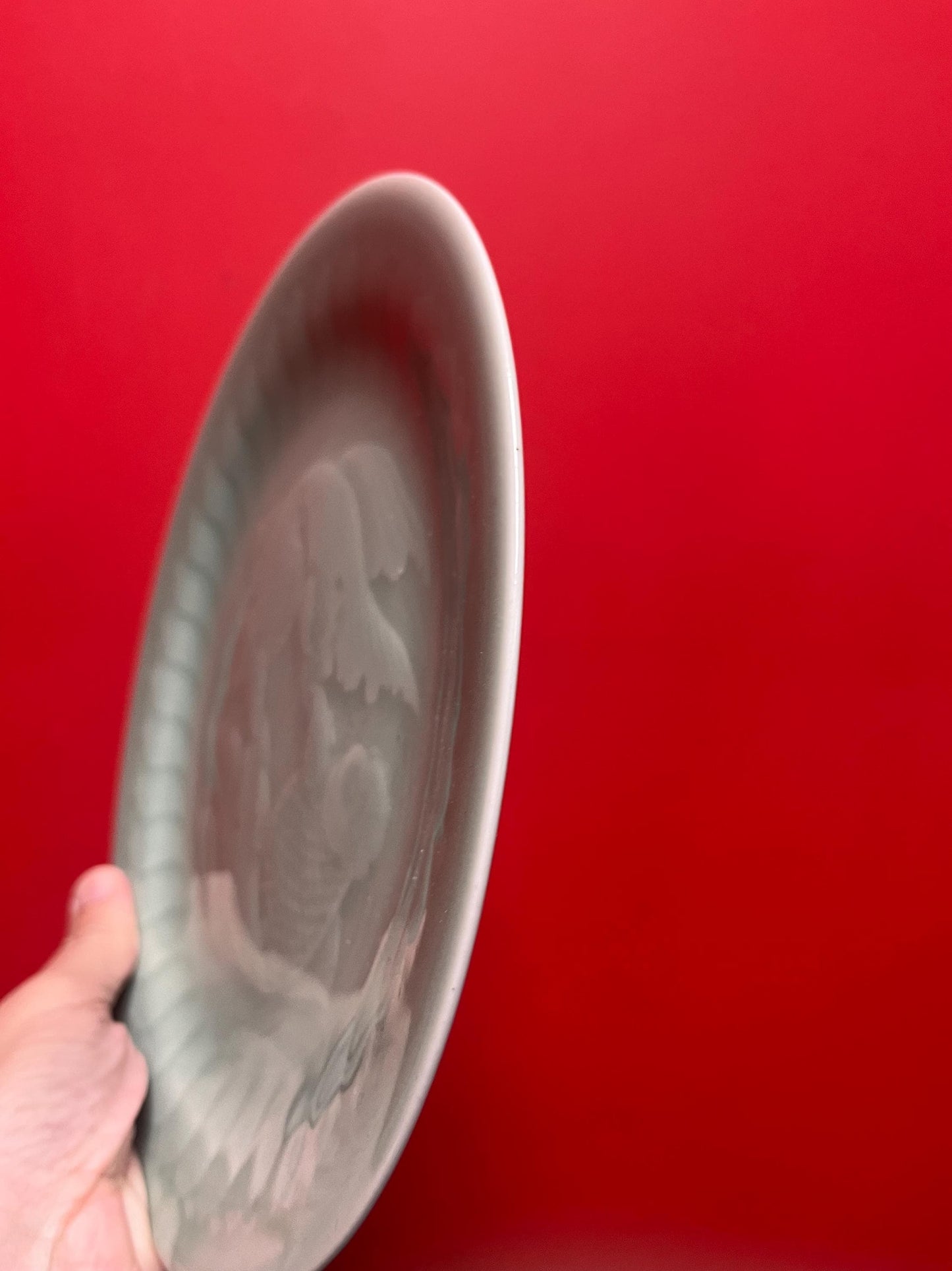 Wow  fabulous  Chinese signed celadon 10 inch wide charger depicting koi fish  beautiful imagery perfect condition