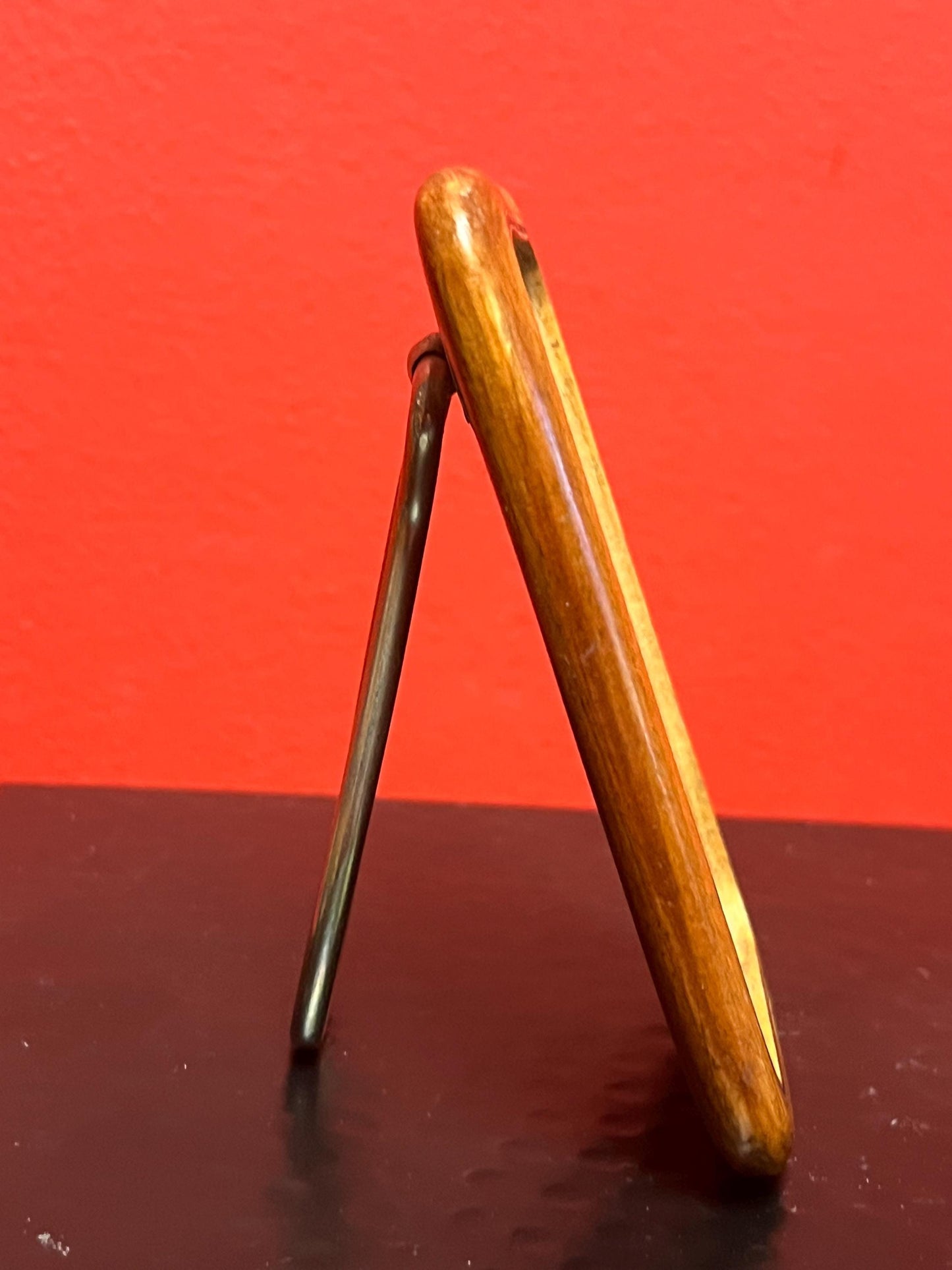 Amazing 1920s oak and bevelled glass travel mirror   perfect condition  5 x 3 wide fabulous gift