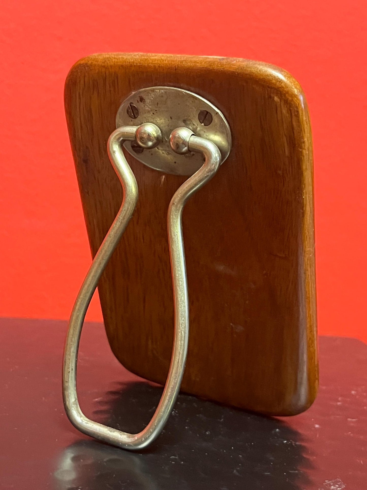 Amazing 1920s oak and bevelled glass travel mirror   perfect condition  5 x 3 wide fabulous gift