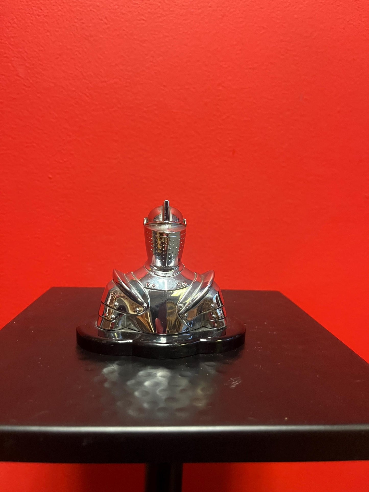 Beautiful antique  NEGBAUR New York chrome lighter in the shape of  mediaeval  knight   seems to be working - perfect condition - 4  high