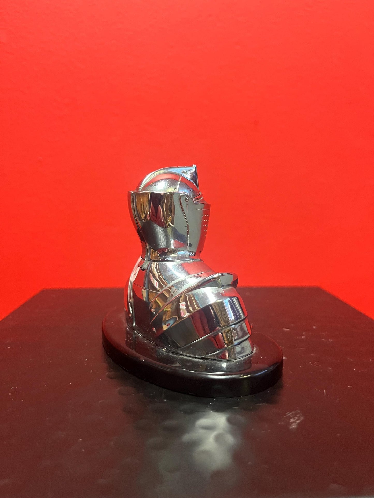 Beautiful antique  NEGBAUR New York chrome lighter in the shape of  mediaeval  knight   seems to be working - perfect condition - 4  high