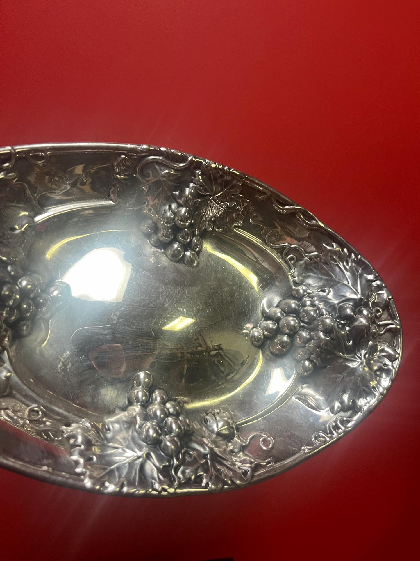 Gorgeous antique 11 x 7 heavy silver plated grape and leaf dish by BIRKS of Canada -  wonderful condition and great gift