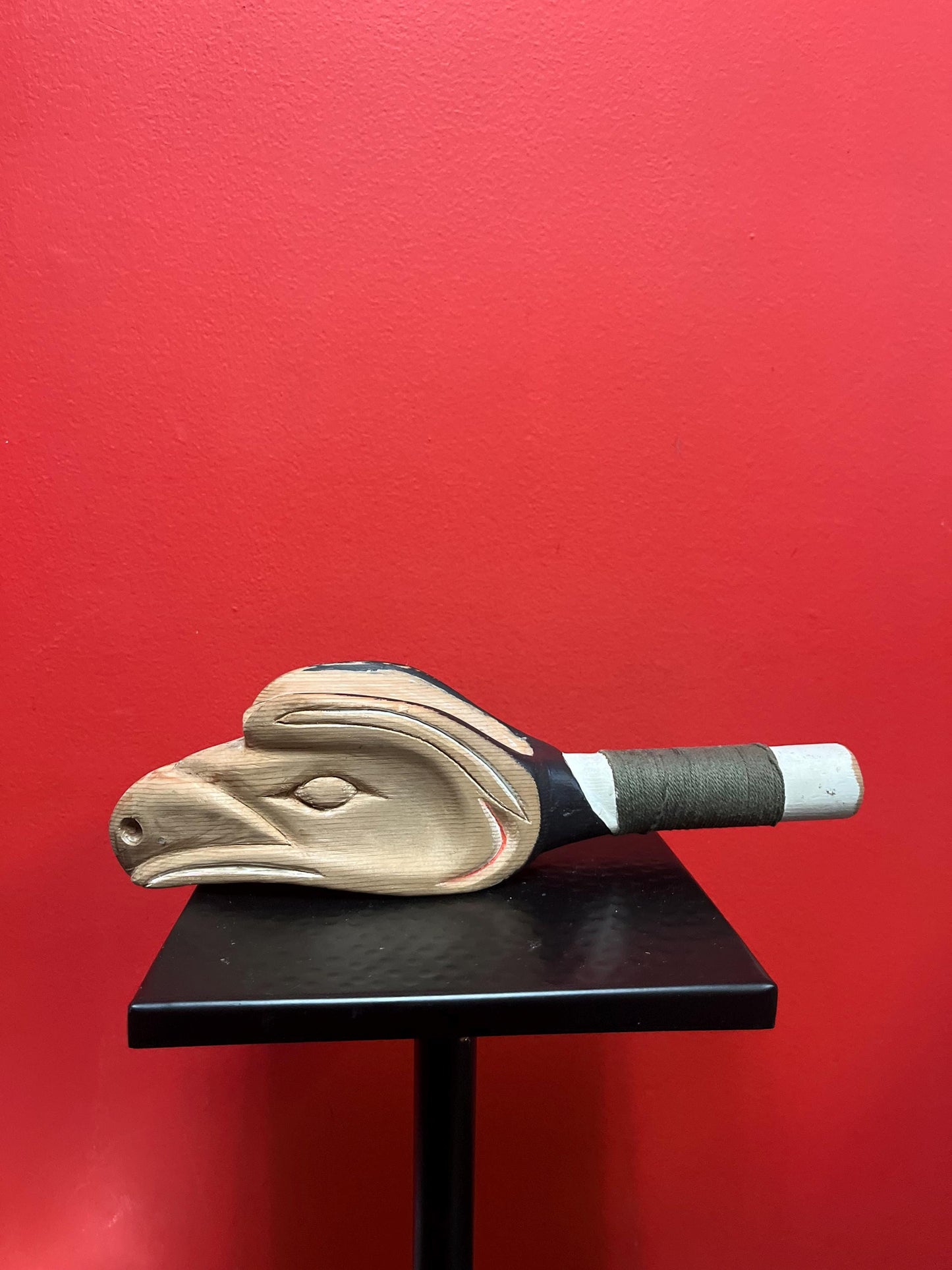 Stunning museum quality antique ceremonial indigenous first nations Pacific northwest Coast rattle   beauty with great patina  11 inches