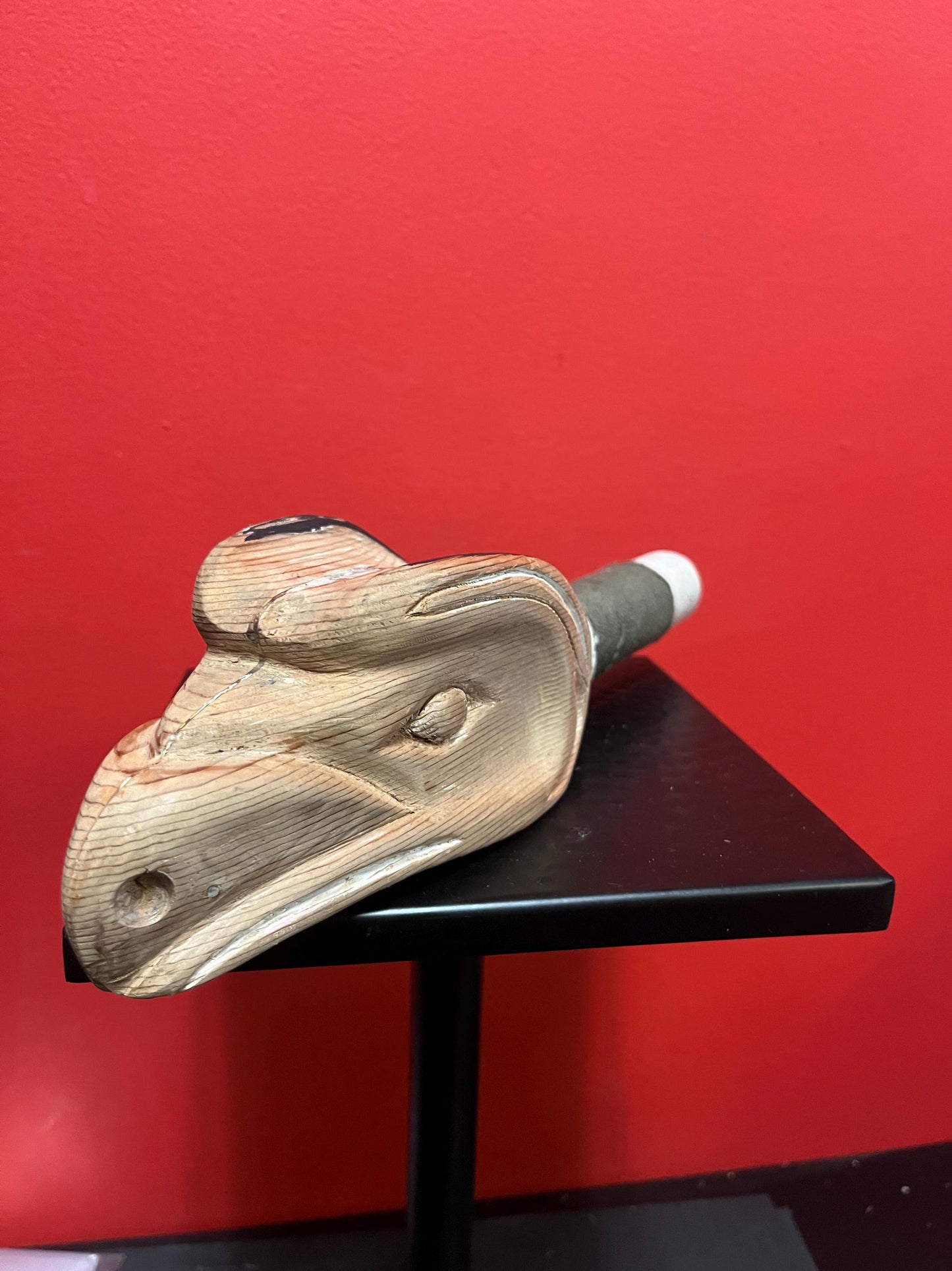 Stunning museum quality antique ceremonial indigenous first nations Pacific northwest Coast rattle   beauty with great patina  11 inches