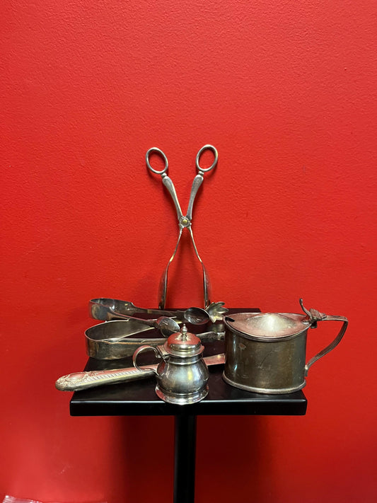 Wonderful lot of  antique silver plated pieces  great gifts  all need polishing  value priced  wow