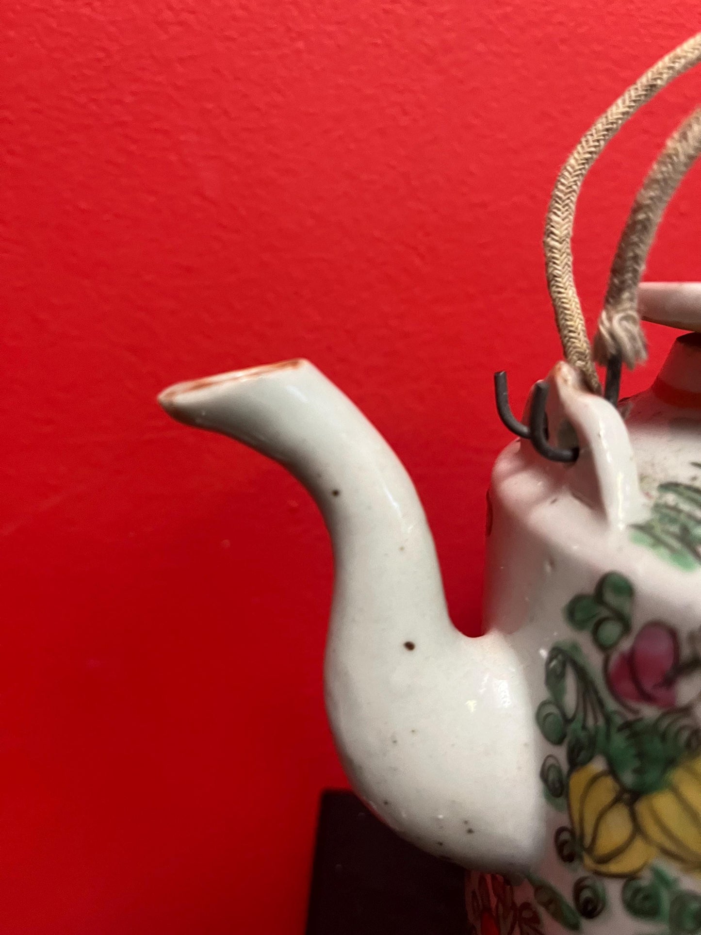 Stunning 9 inch high 19 century Chinese Cantonese famille rose teapot with original lid  fabulous condition and wonderful price