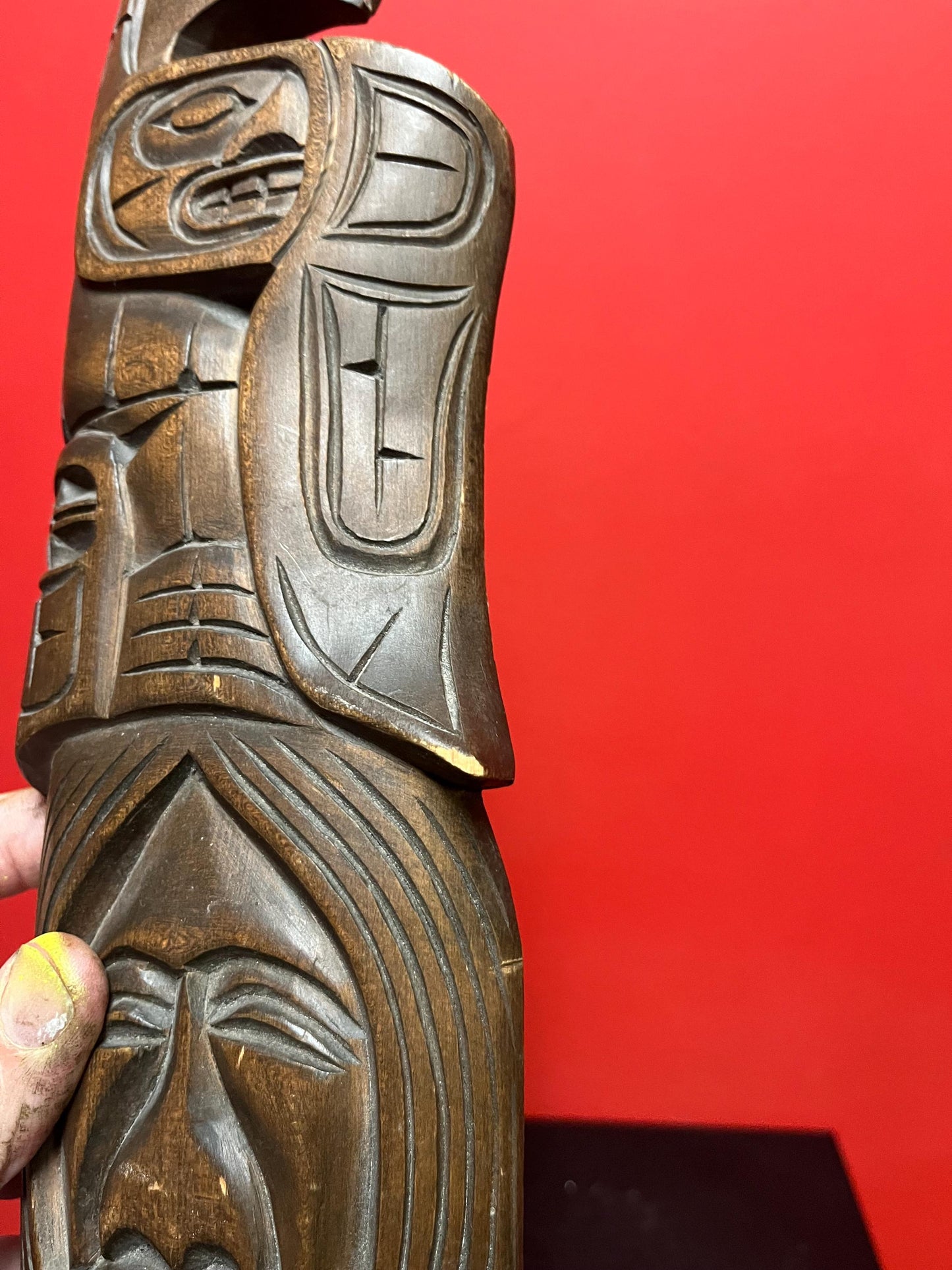 Beautiful 21 x 5 indigenous first nation specific northwest coast transformation plaque by Jim Yelton   well-known artist - great detail